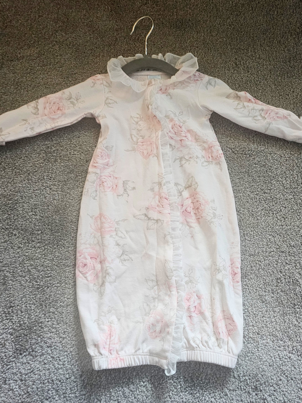 Edgehill Collection 0-6M Pink Rose Floral Baby Gown NWOT